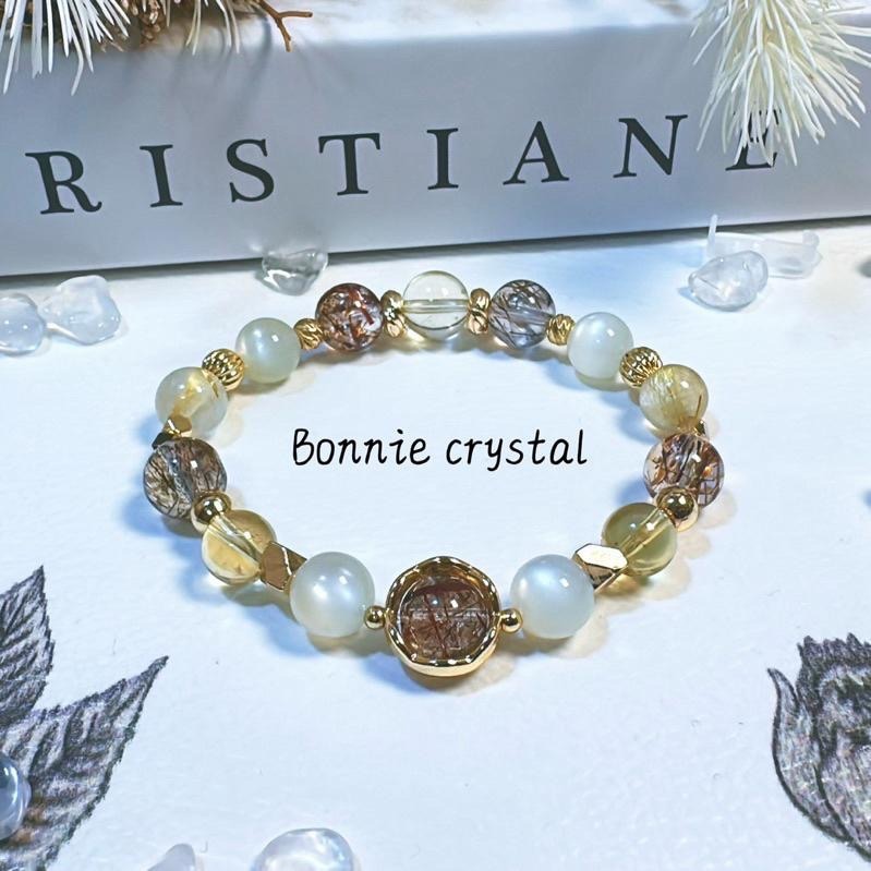 ✨✨ 琥珀暖陽設計手鍊✨✨黑金超、黃水晶、鈦晶、月光石-細節圖2