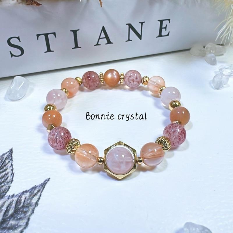 ✨✨ 橙光精靈設計手鍊✨✨雪花幽靈、草莓晶、橘兔毛、橙月光-細節圖3