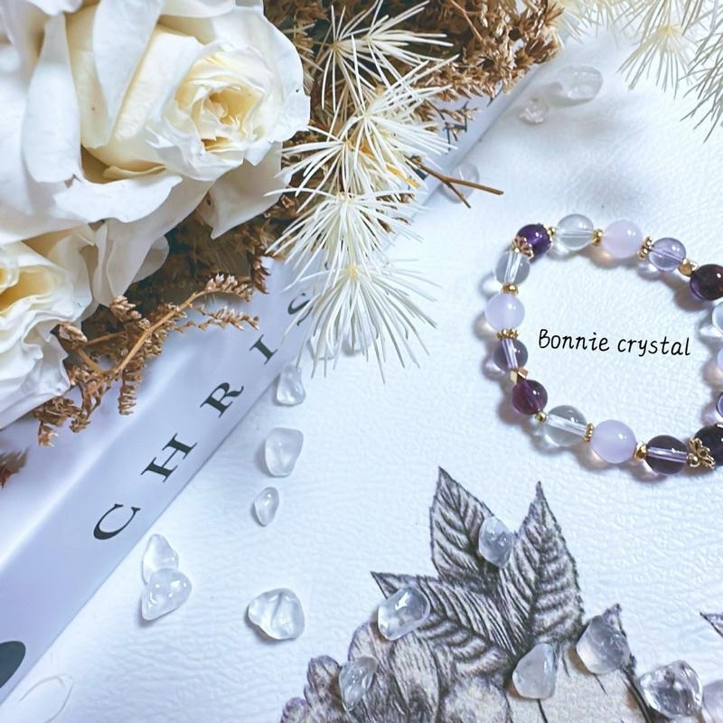 ✨✨ 溫柔紫芋設計手鍊✨✨紫幽靈、紫玉髓、紫水晶、白水晶-細節圖5
