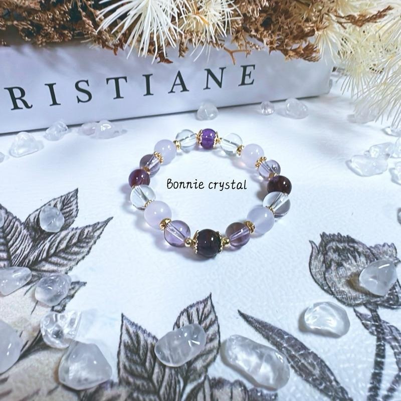 ✨✨ 溫柔紫芋設計手鍊✨✨紫幽靈、紫玉髓、紫水晶、白水晶-細節圖2