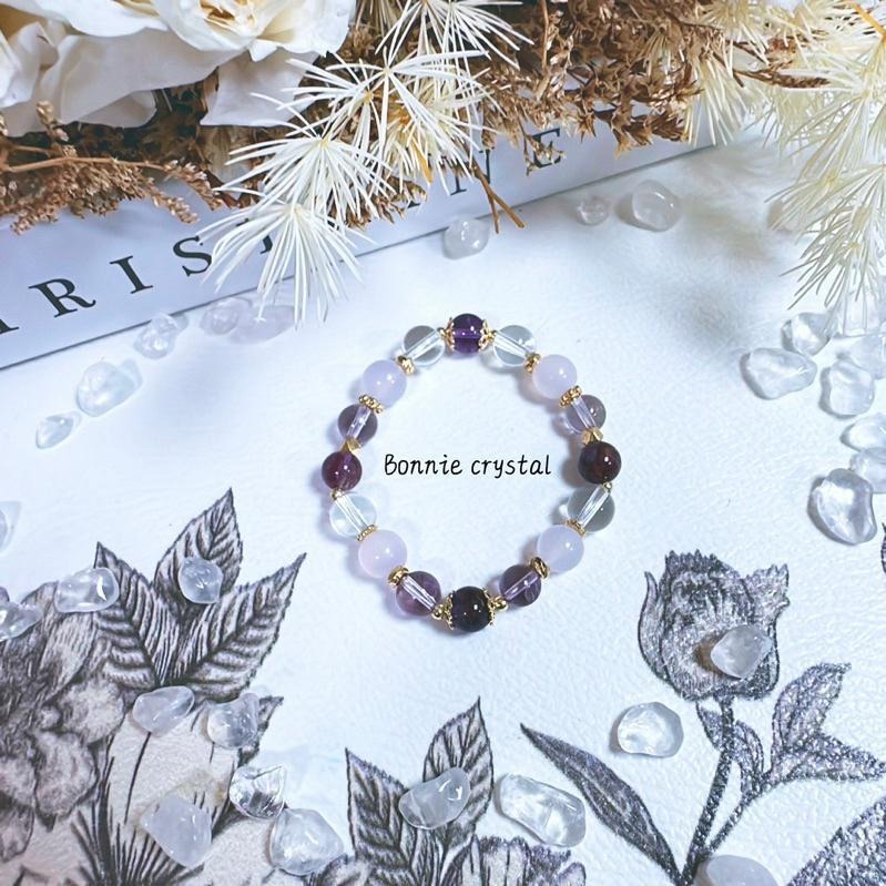 ✨✨ 溫柔紫芋設計手鍊✨✨紫幽靈、紫玉髓、紫水晶、白水晶-細節圖4