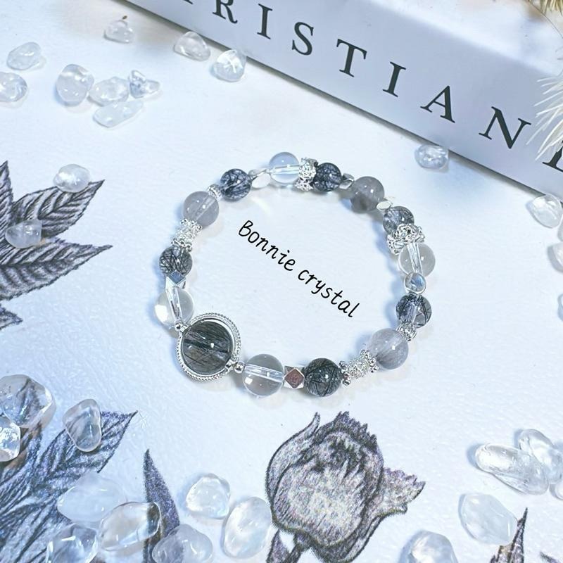 ✨✨ 銀河星辰設計手鍊✨✨黑髮晶、黑銀鈦、白水晶-細節圖2