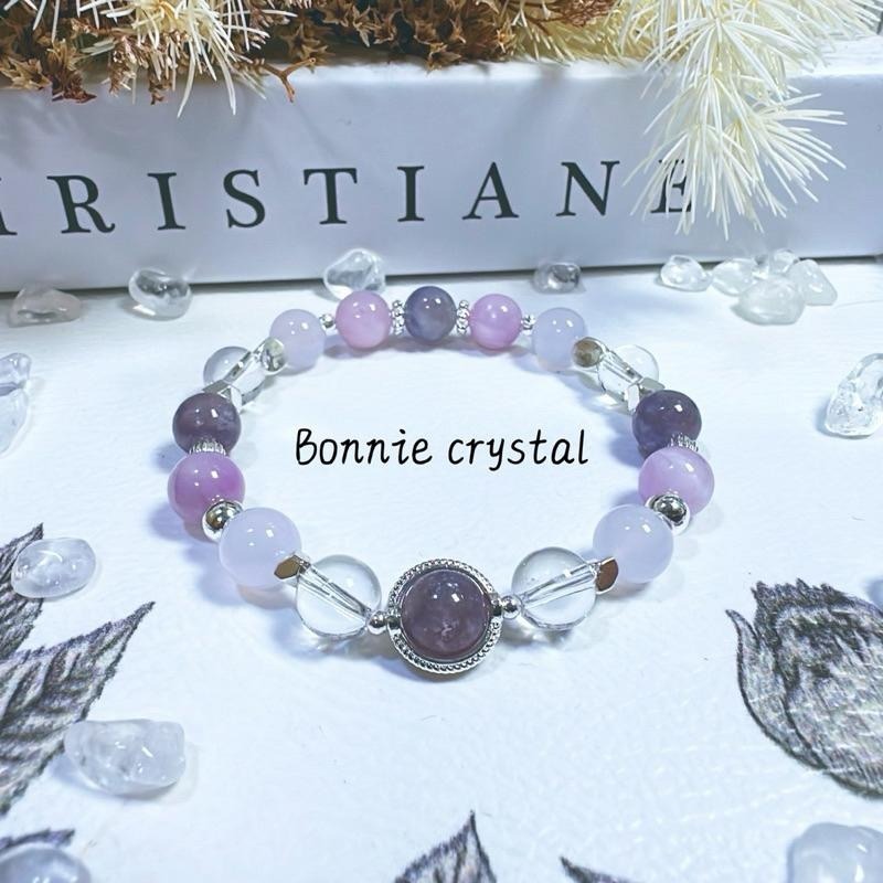 ✨✨ 紫夜星辰設計手鍊✨✨紫祖母晶、紫玉髓、紫鋰輝、白水晶-細節圖2