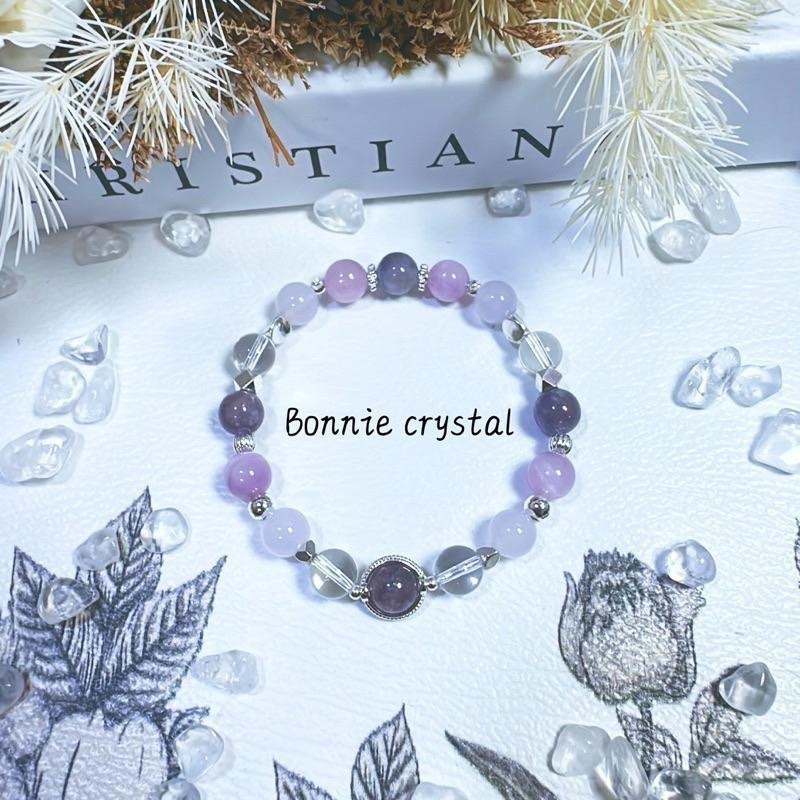 ✨✨ 紫夜星辰設計手鍊✨✨紫祖母晶、紫玉髓、紫鋰輝、白水晶-細節圖4