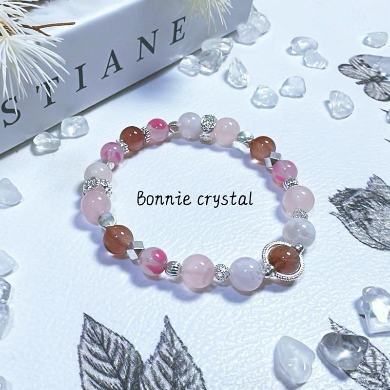✨✨ 櫻花夢境設計手鍊✨✨粉紫兔毛、雪花幽靈、粉晶、櫻花雨薔薇輝-細節圖3