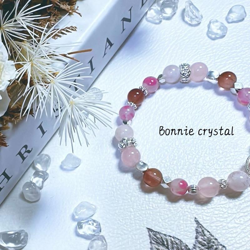 ✨✨ 櫻花夢境設計手鍊✨✨粉紫兔毛、雪花幽靈、粉晶、櫻花雨薔薇輝-細節圖4