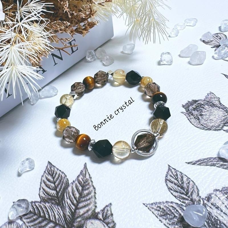 ✨✨ 暮光之曜設計手鍊✨✨茶晶、鈦晶、黃水晶、鑽切黑曜石、黃虎眼-細節圖2