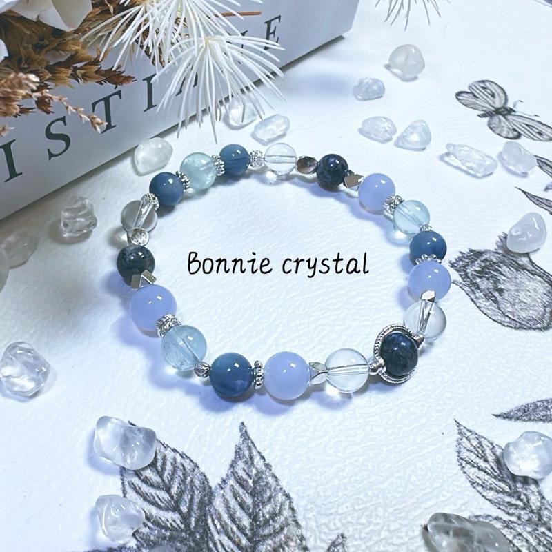 ✨✨ 海洋之心設計手鍊✨✨藍彼得石、藍紋瑪瑙、藍晶石、蘭托帕石、白水晶-細節圖3