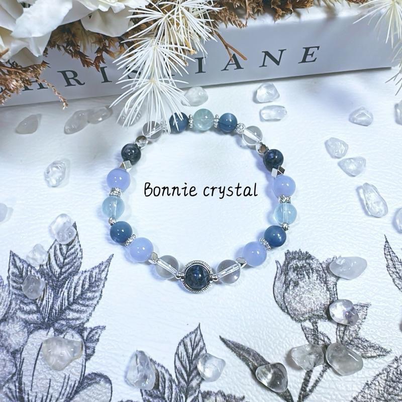 ✨✨ 海洋之心設計手鍊✨✨藍彼得石、藍紋瑪瑙、藍晶石、蘭托帕石、白水晶-細節圖4