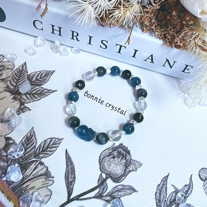 ✨✨ 夜空寶藏設計手鍊✨✨魔鬼海藍寶貔貅、金運石、魔鬼海藍寶、鷹眼石、白水晶-細節圖2