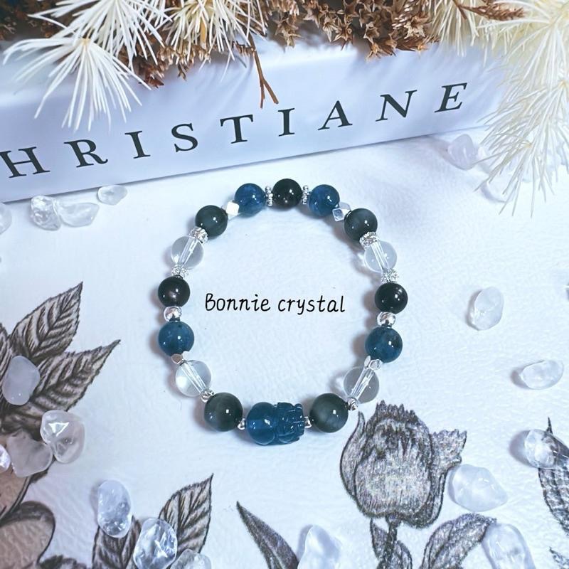 ✨✨ 夜空寶藏設計手鍊✨✨魔鬼海藍寶貔貅、金運石、魔鬼海藍寶、鷹眼石、白水晶-細節圖4