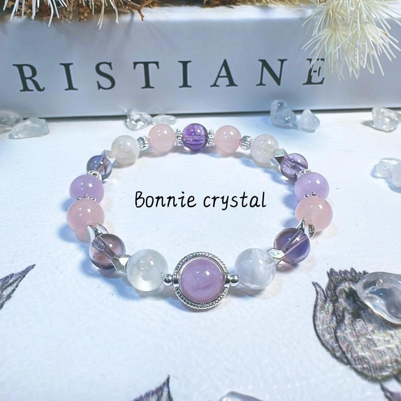 ✨✨ 玫瑰紫韻設計手鍊✨✨紫鋰輝、粉晶、雪花幽靈、紫水晶-細節圖2