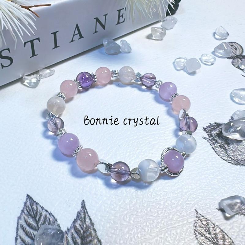 ✨✨ 玫瑰紫韻設計手鍊✨✨紫鋰輝、粉晶、雪花幽靈、紫水晶-細節圖4