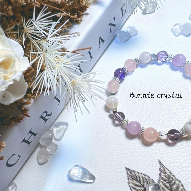 ✨✨ 玫瑰紫韻設計手鍊✨✨紫鋰輝、粉晶、雪花幽靈、紫水晶-細節圖5