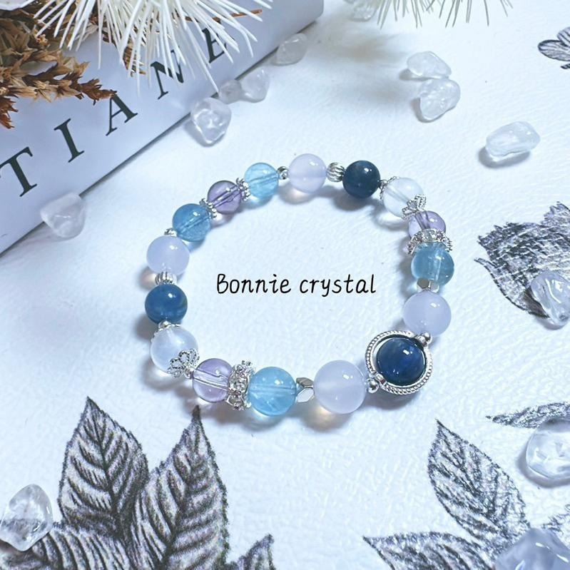 ✨✨ 藍紫星辰設計手鍊✨✨海藍寶、紫玉髓、紫水晶、藍月光、藍晶石-細節圖2