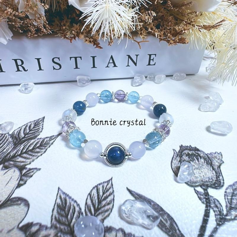 ✨✨ 藍紫星辰設計手鍊✨✨海藍寶、紫玉髓、紫水晶、藍月光、藍晶石-細節圖3