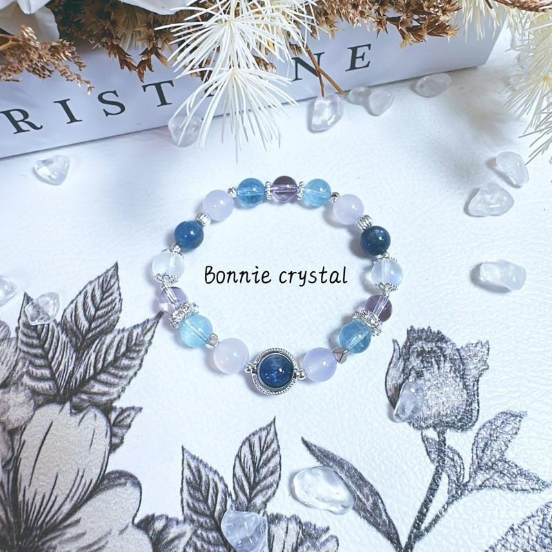 ✨✨ 藍紫星辰設計手鍊✨✨海藍寶、紫玉髓、紫水晶、藍月光、藍晶石-細節圖4