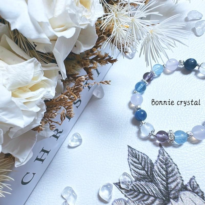 ✨✨ 藍紫星辰設計手鍊✨✨海藍寶、紫玉髓、紫水晶、藍月光、藍晶石-細節圖5