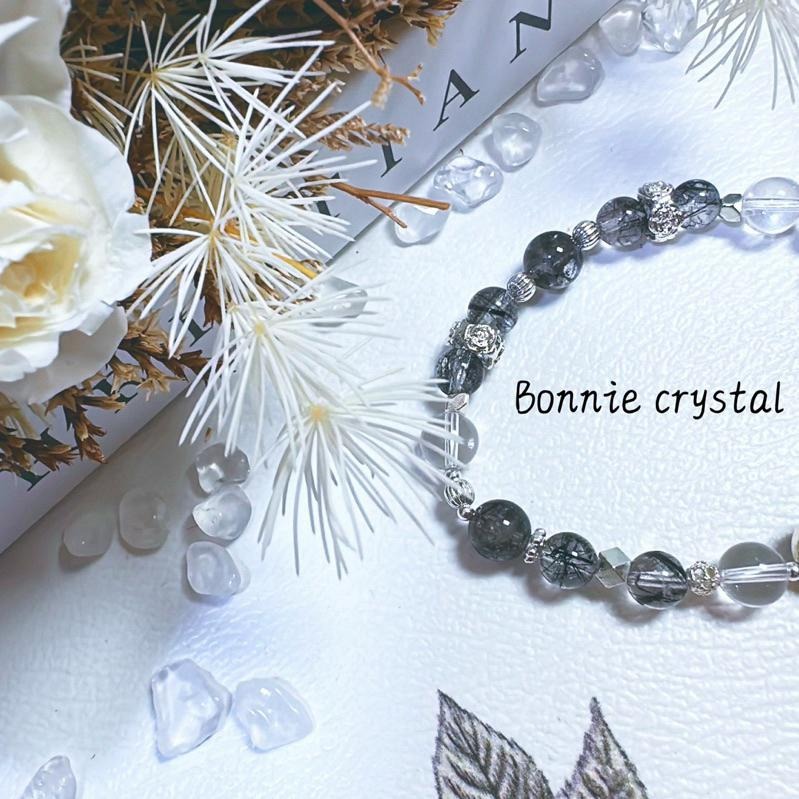✨✨ 暗夜星辰設計手鍊✨✨閃靈鑽、黑髮晶、白水晶-細節圖5