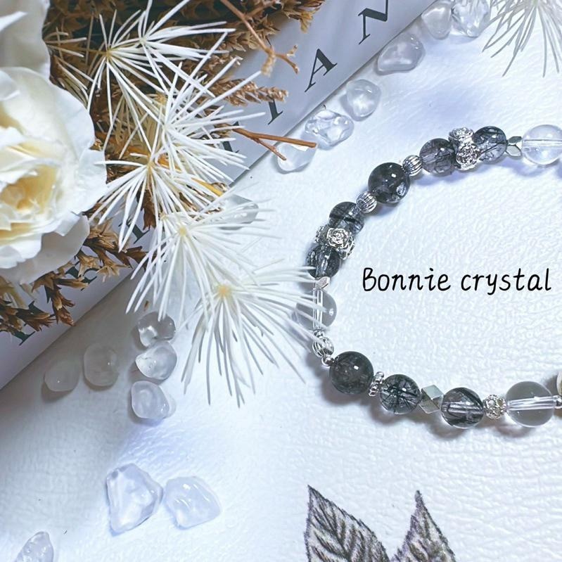 ✨✨ 暗夜星辰設計手鍊✨✨閃靈鑽、黑髮晶、白水晶-細節圖5