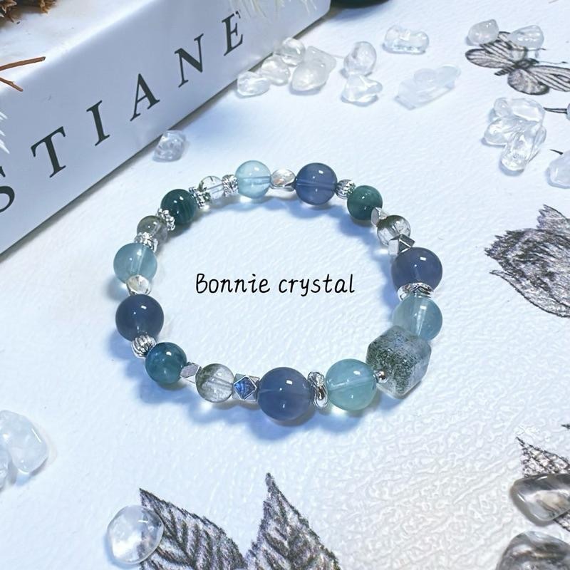 ✨✨ 綠松翠影設計手鍊✨✨方塊綠幽靈、海藍寶、藍螢石、孔雀綠磷灰、綠幽靈-細節圖3