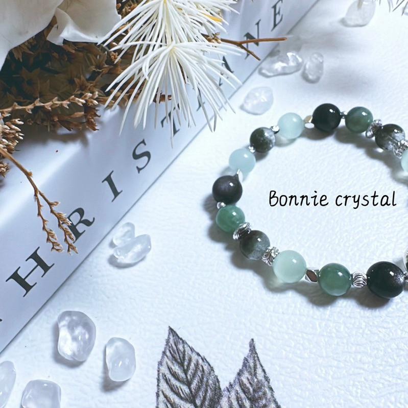 ✨✨ 綠野秘境設計手鍊✨✨綠紋石、藍綠晶、綠幽靈、銀曜石-細節圖4