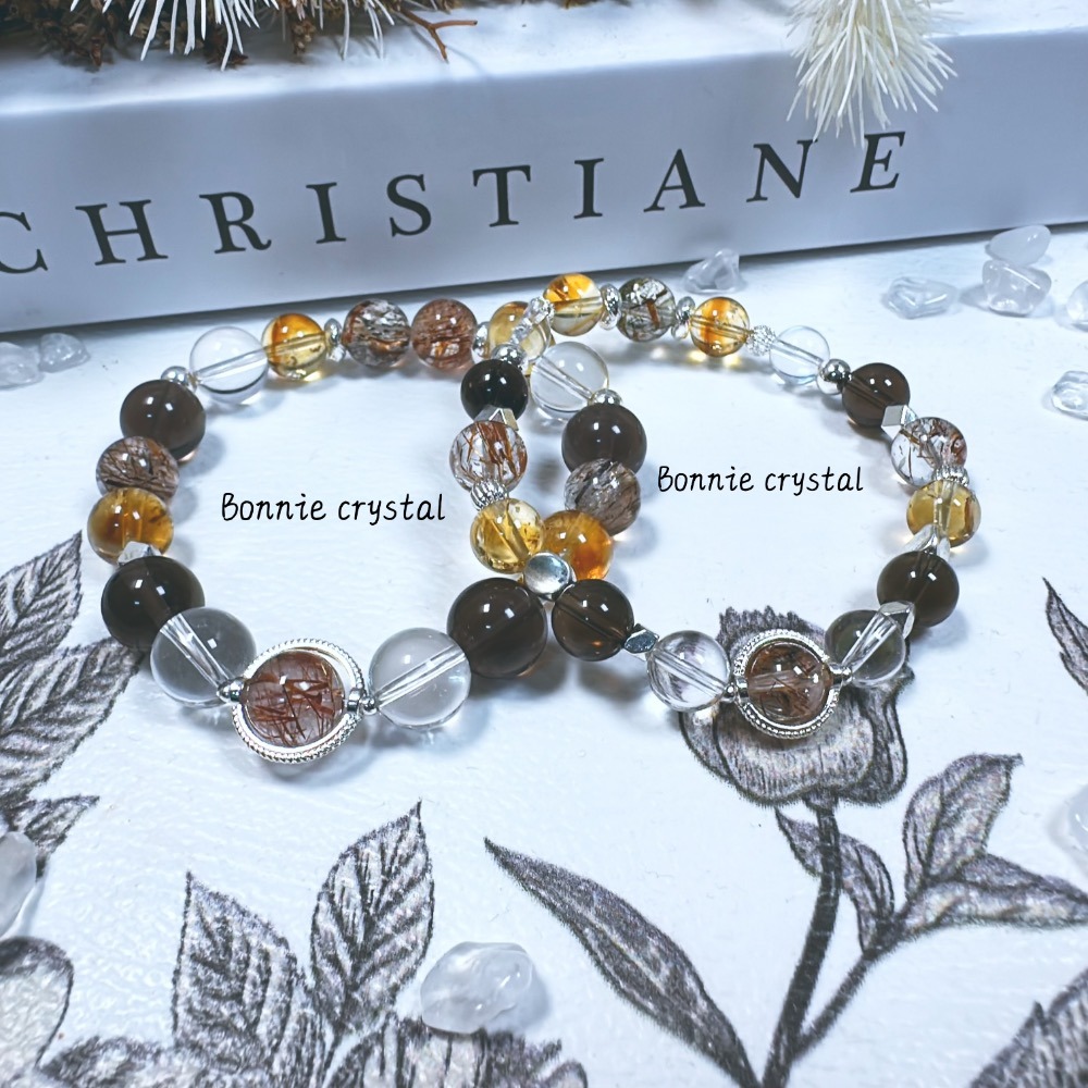 💎暖咖系水晶手鍊-黑金超、黃塔晶、茶晶、白水晶-規格圖3