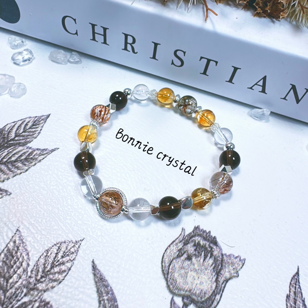 💎暖咖系水晶手鍊-黑金超、黃塔晶、茶晶、白水晶-規格圖3