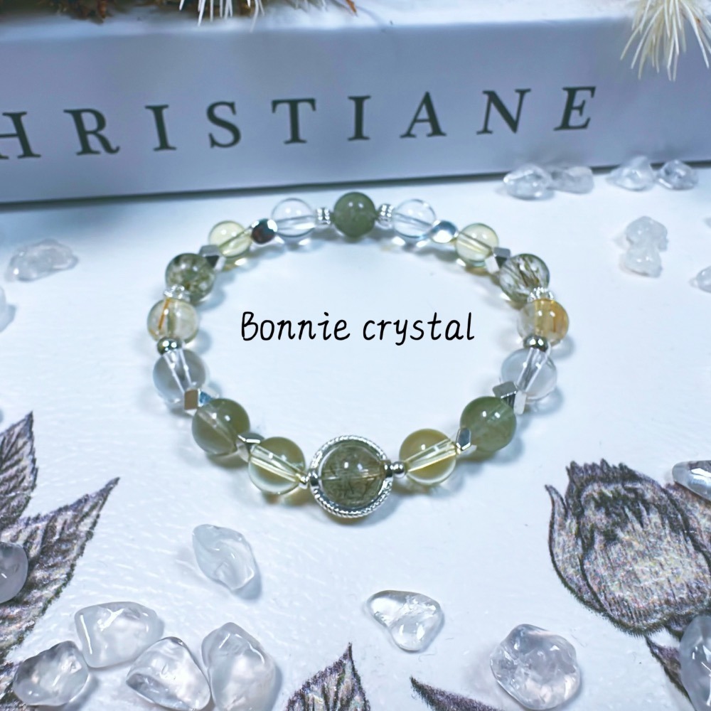 ✨✨ 綠茵陽光設計手鍊✨✨綠碧璽髮晶、檸檬黃水晶、綠髮晶、金髮晶、白水晶-細節圖2