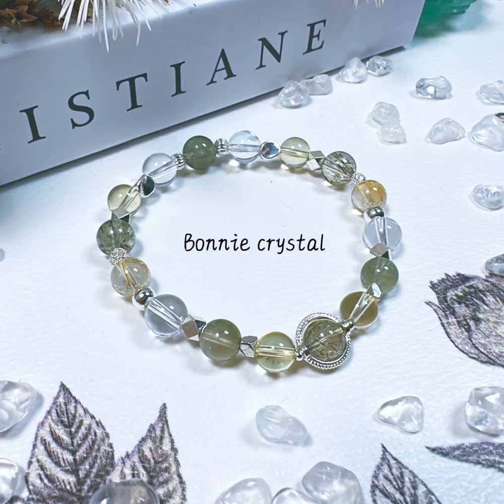 ✨✨ 綠茵陽光設計手鍊✨✨綠碧璽髮晶、檸檬黃水晶、綠髮晶、金髮晶、白水晶-細節圖3