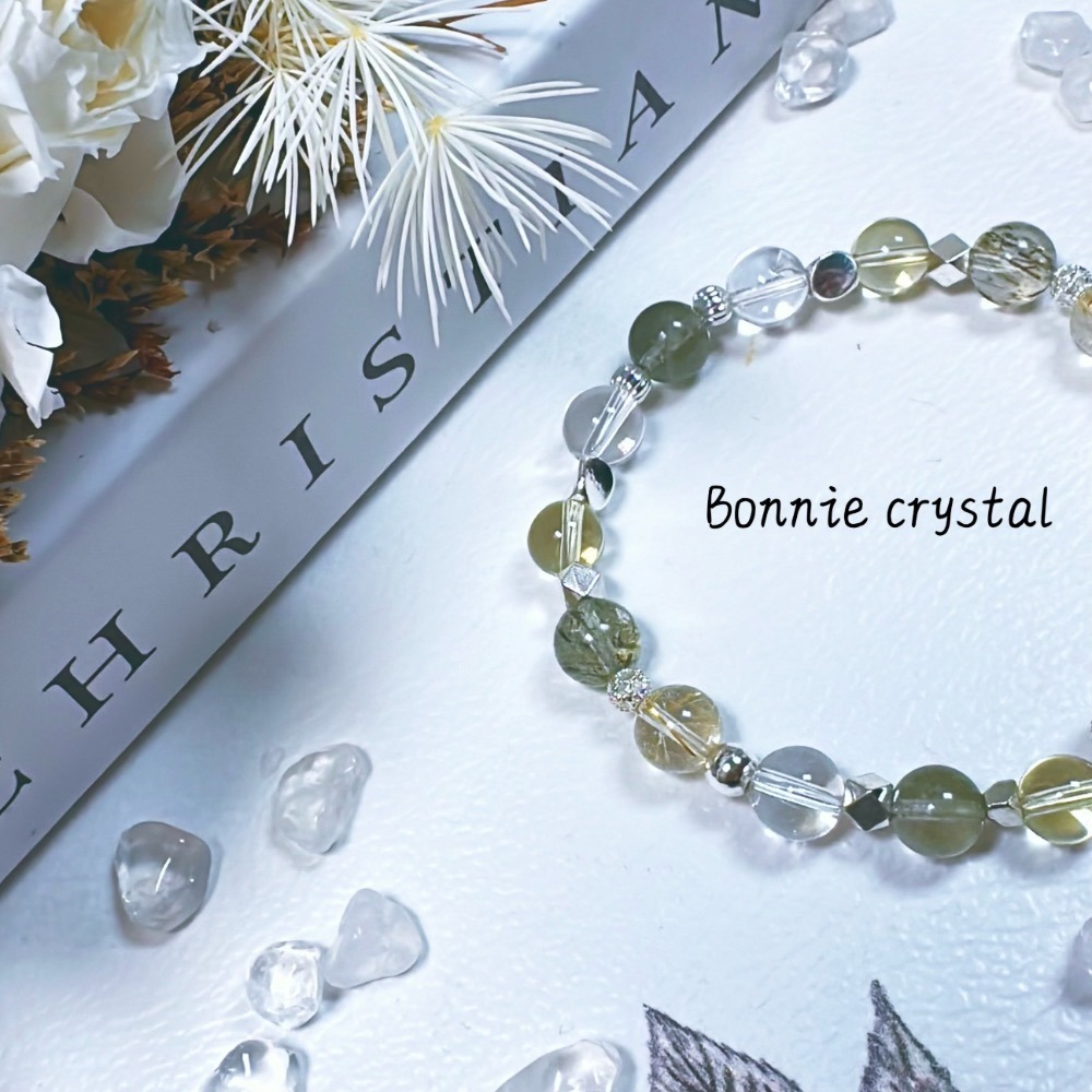 ✨✨ 綠茵陽光設計手鍊✨✨綠碧璽髮晶、檸檬黃水晶、綠髮晶、金髮晶、白水晶-細節圖5