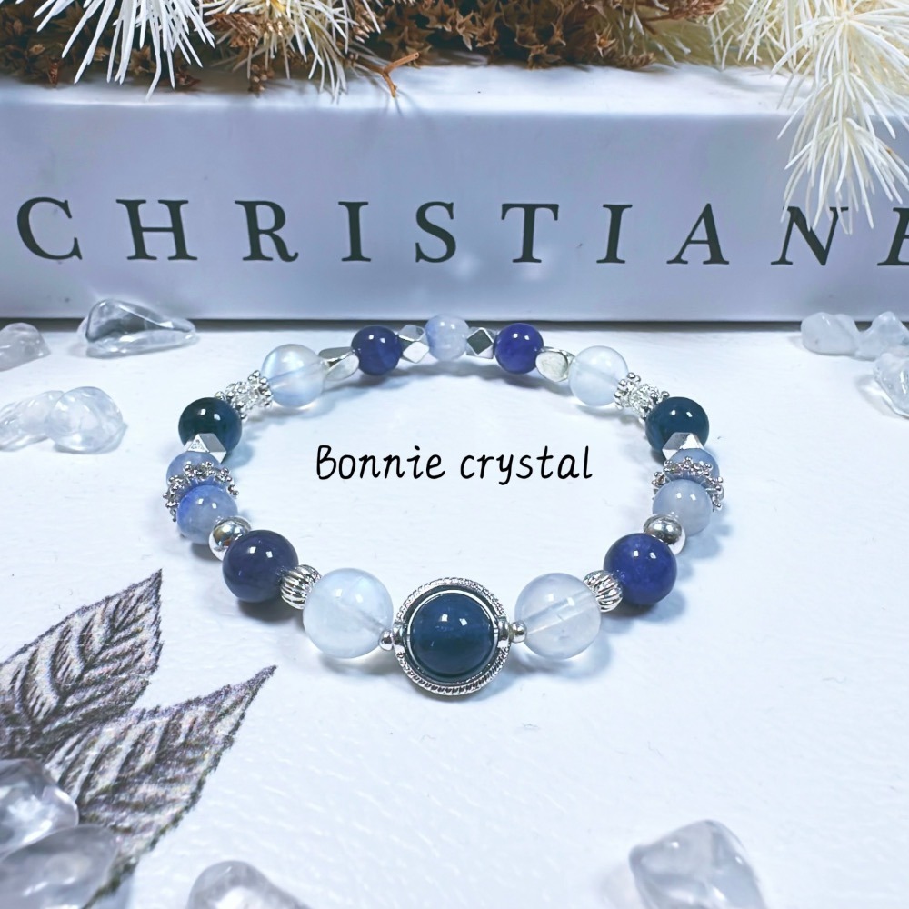 ✨✨ 深海秘境設計手鍊✨✨魔鬼海藍寶、藍線石、坦桑石、藍月光-細節圖2