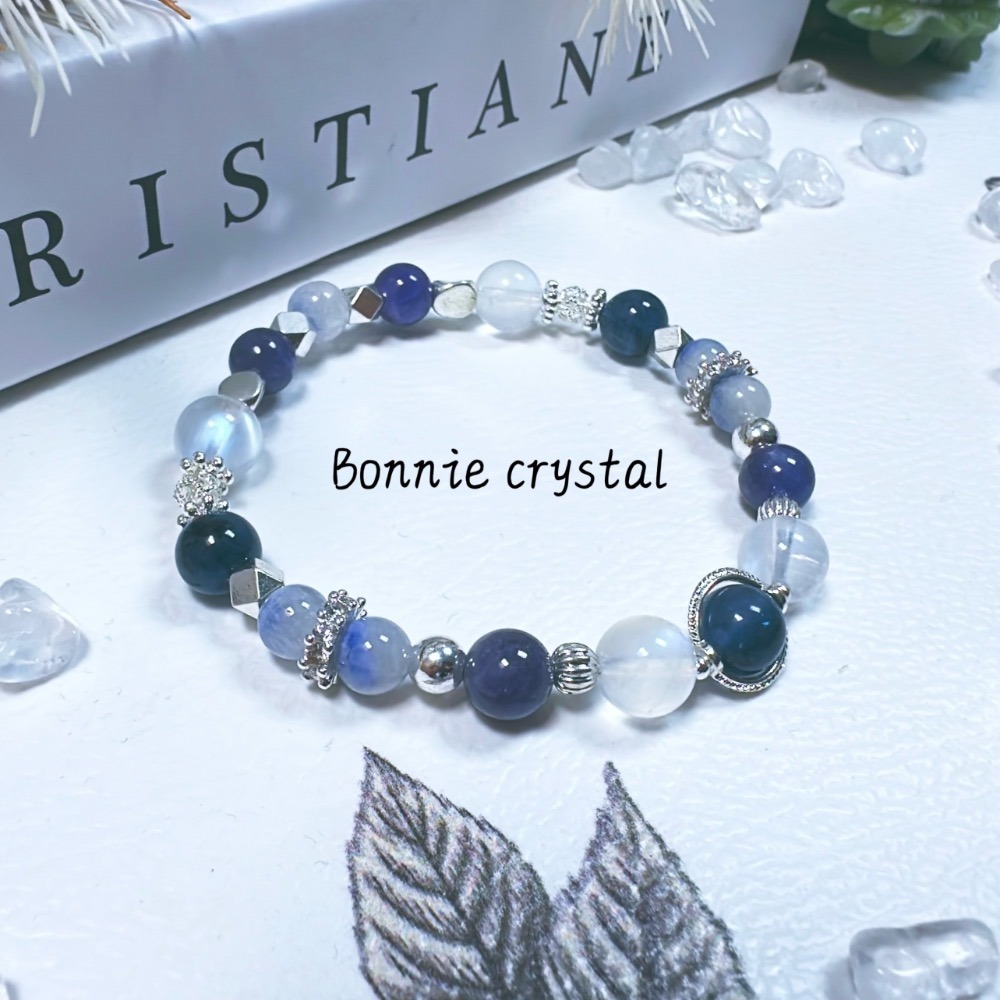 ✨✨ 深海秘境設計手鍊✨✨魔鬼海藍寶、藍線石、坦桑石、藍月光-細節圖3