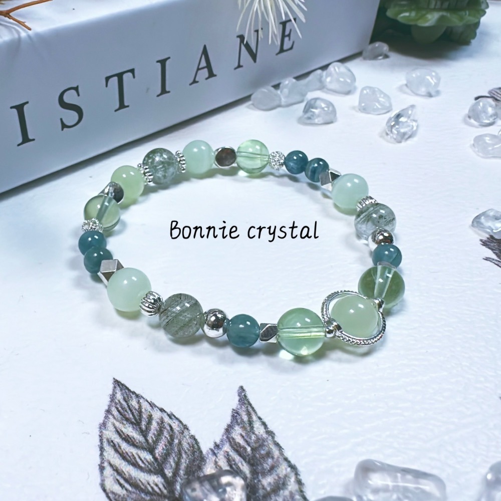✨✨ 綠光森林設計手鍊✨✨綠紋石、藍綠晶、綠瑩石、綠幽靈-細節圖2