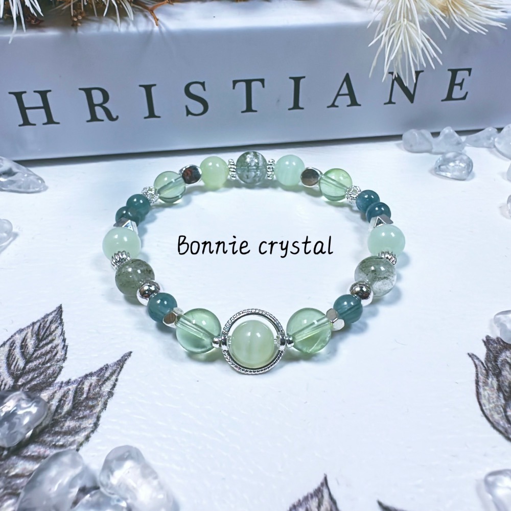 ✨✨ 綠光森林設計手鍊✨✨綠紋石、藍綠晶、綠瑩石、綠幽靈-細節圖3