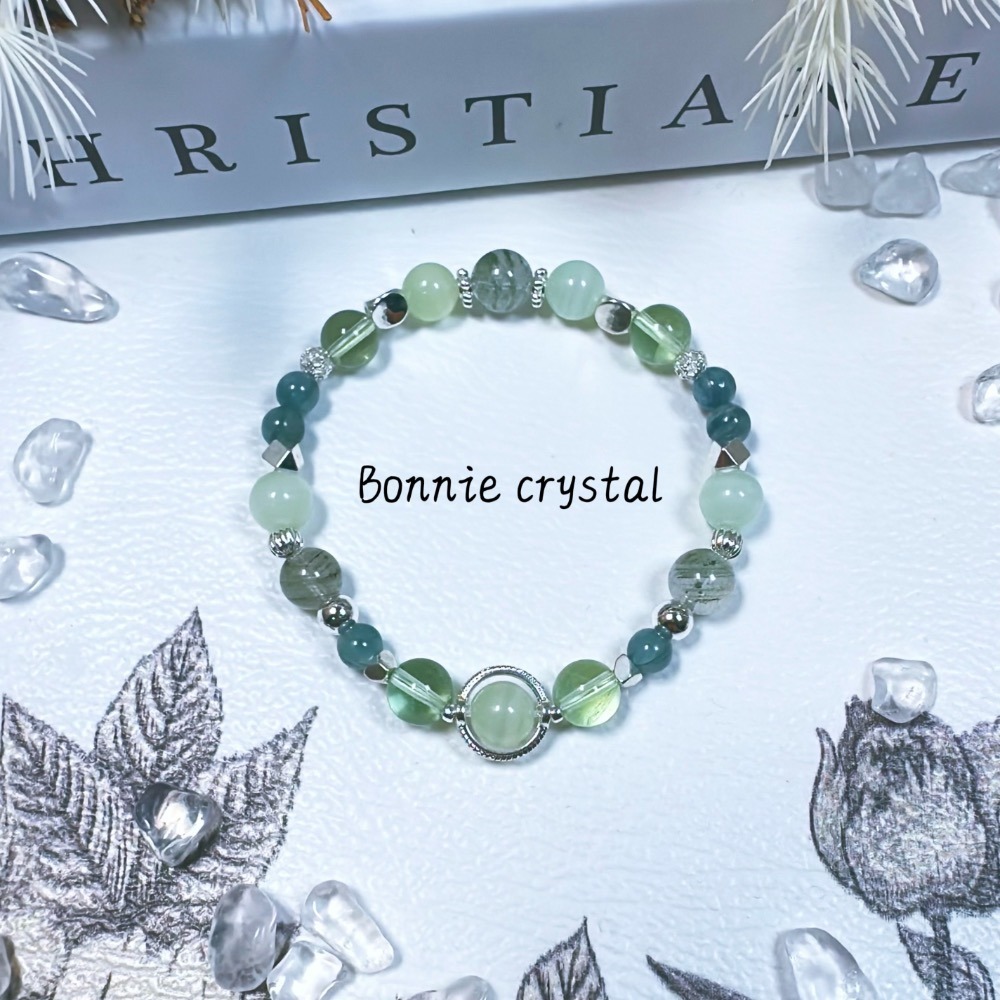 ✨✨ 綠光森林設計手鍊✨✨綠紋石、藍綠晶、綠瑩石、綠幽靈-細節圖4