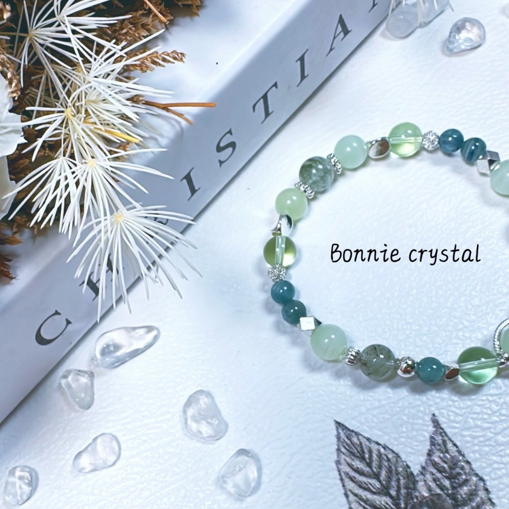 ✨✨ 綠光森林設計手鍊✨✨綠紋石、藍綠晶、綠瑩石、綠幽靈-細節圖5