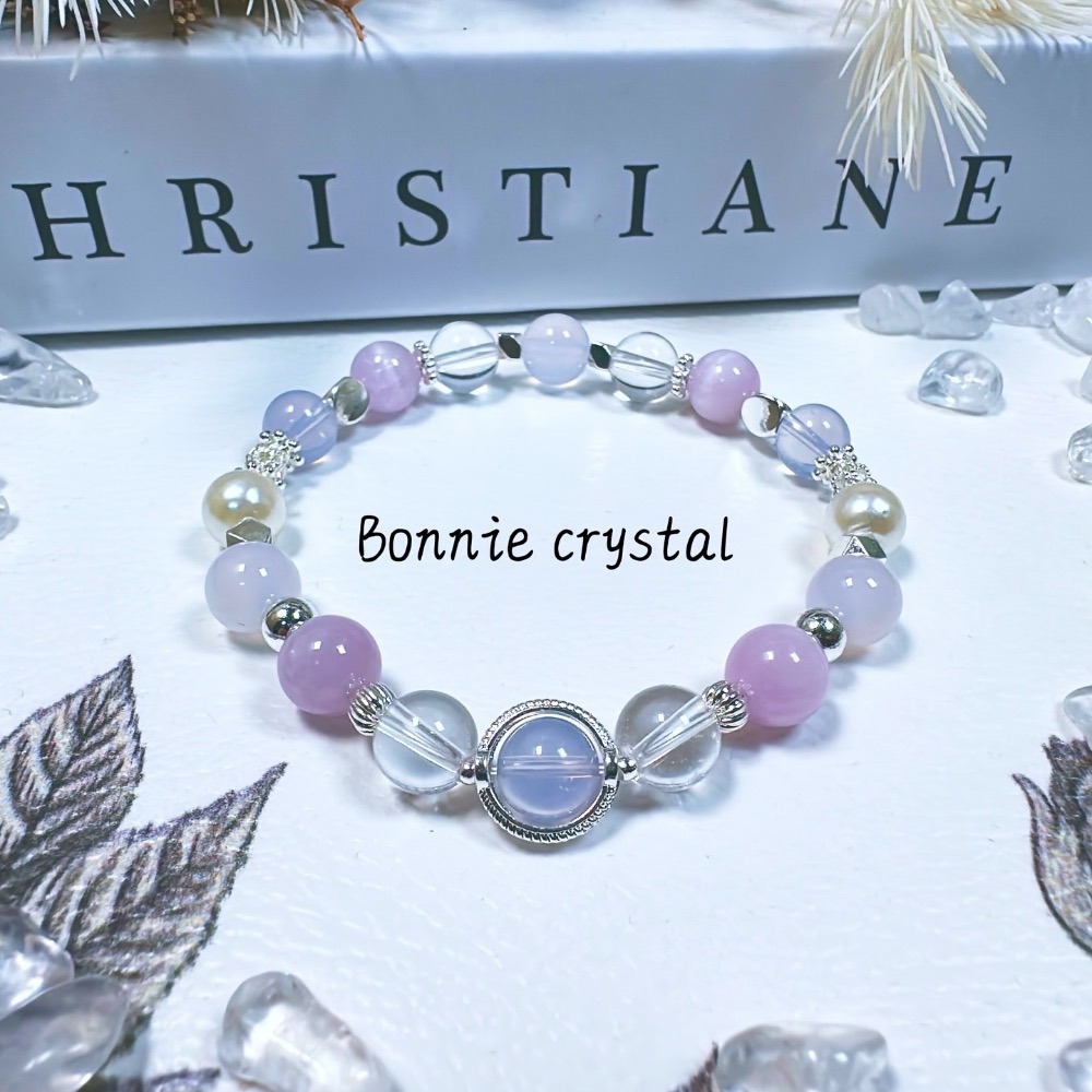 ✨✨ 紫藤星河設計手鍊✨✨紫玉晶、紫玉髓、紫鋰輝、白水晶、珍珠-細節圖2