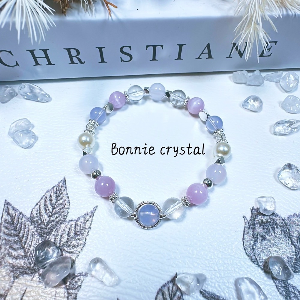 ✨✨ 紫藤星河設計手鍊✨✨紫玉晶、紫玉髓、紫鋰輝、白水晶、珍珠-細節圖3