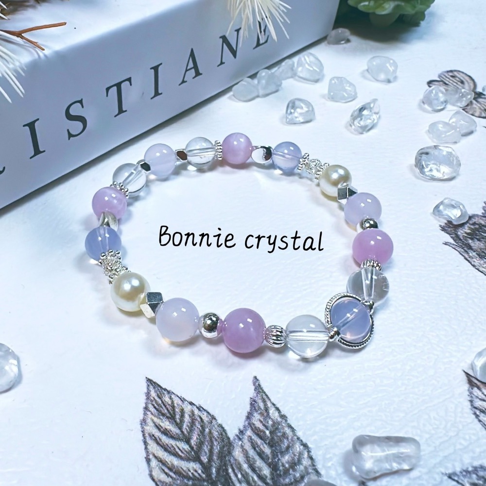 ✨✨ 紫藤星河設計手鍊✨✨紫玉晶、紫玉髓、紫鋰輝、白水晶、珍珠-細節圖4
