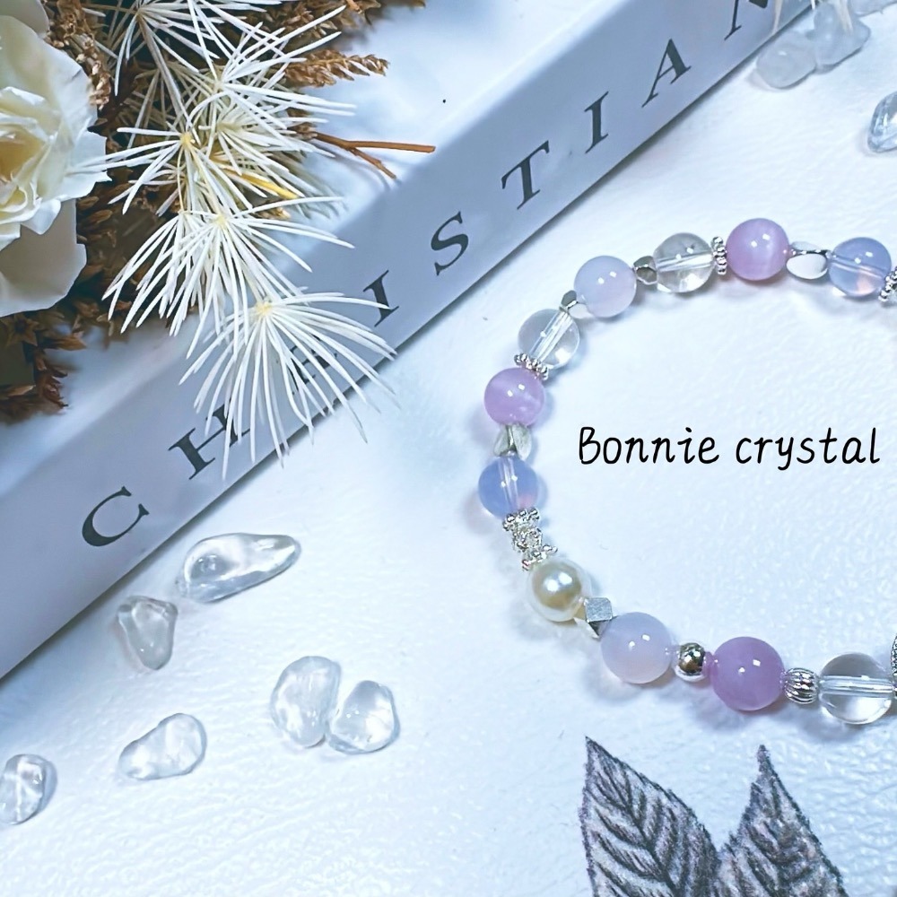 ✨✨ 紫藤星河設計手鍊✨✨紫玉晶、紫玉髓、紫鋰輝、白水晶、珍珠-細節圖5