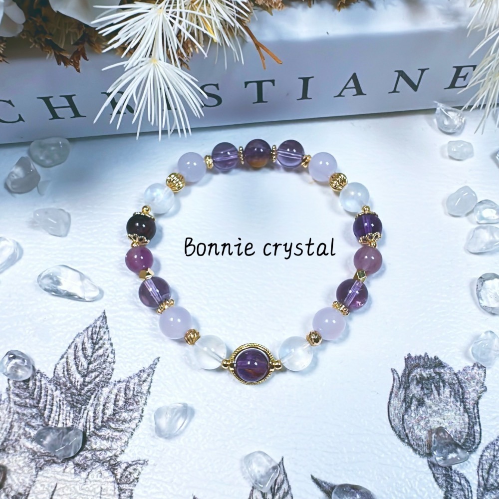 ✨✨ 紫羅蘭物語設計手鍊✨✨紫水晶、紫玉髓、粉紫超七、紫幽靈、藍月光-細節圖2