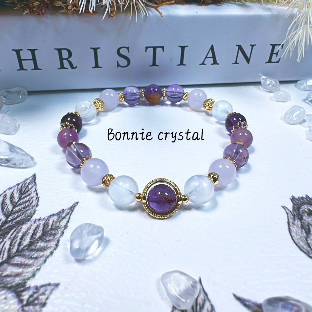 ✨✨ 紫羅蘭物語設計手鍊✨✨紫水晶、紫玉髓、粉紫超七、紫幽靈、藍月光-細節圖4