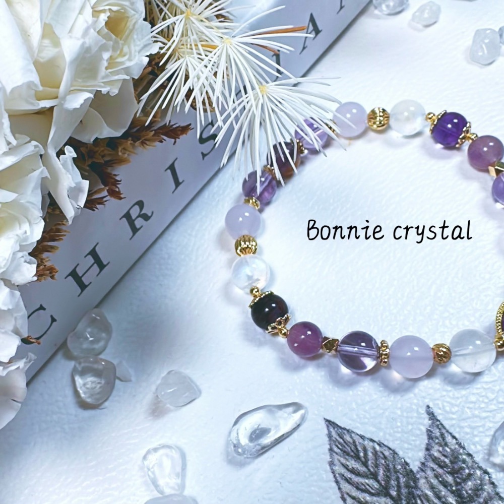✨✨ 紫羅蘭物語設計手鍊✨✨紫水晶、紫玉髓、粉紫超七、紫幽靈、藍月光-細節圖5