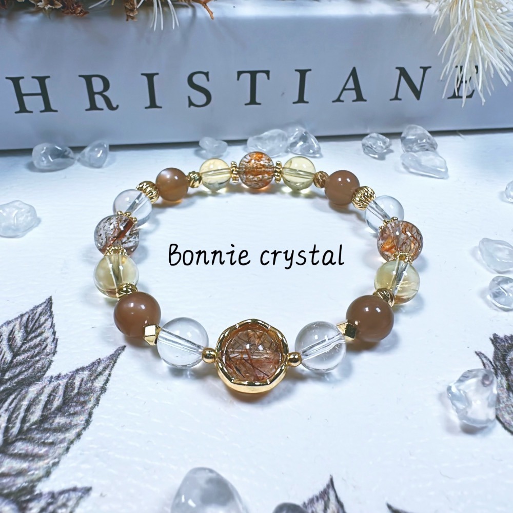 ✨✨ 棕糖奶茶設計手鍊✨✨黑金超、黃水晶、奶茶月光、白水晶-細節圖2