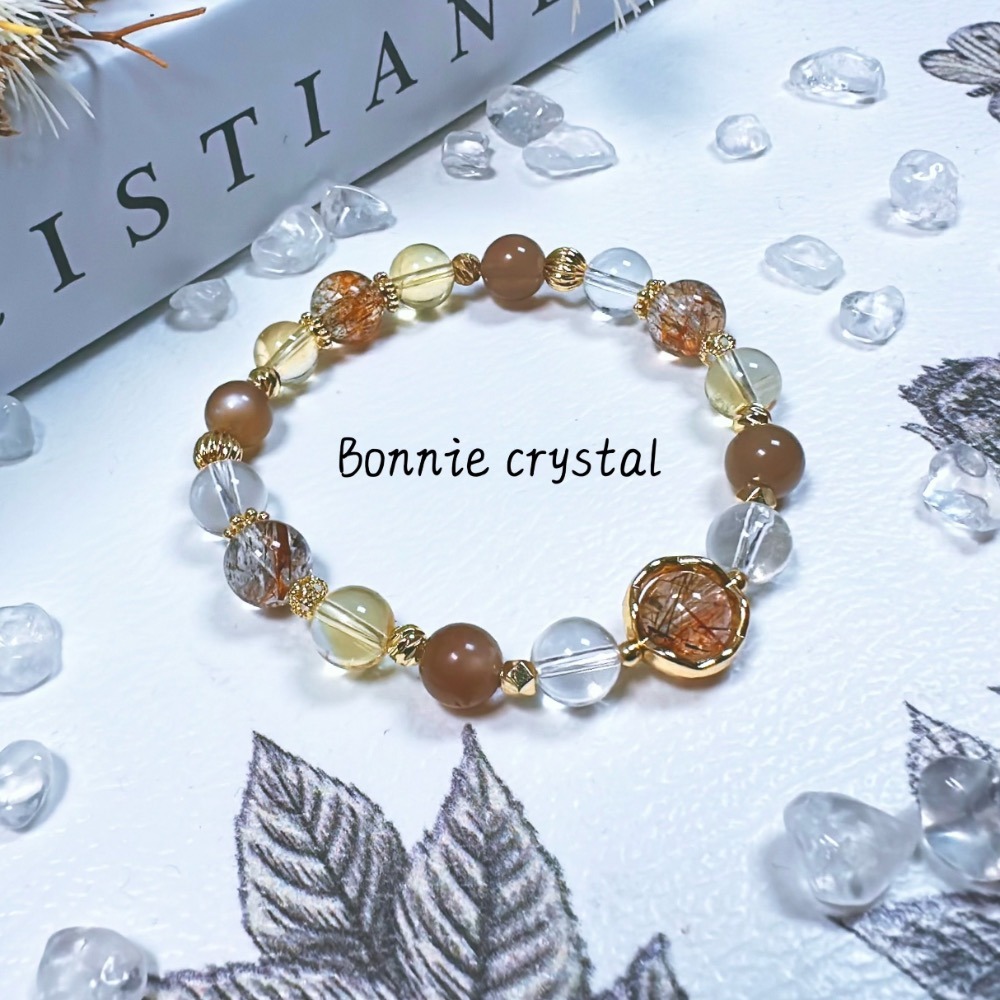 ✨✨ 棕糖奶茶設計手鍊✨✨黑金超、黃水晶、奶茶月光、白水晶-細節圖3