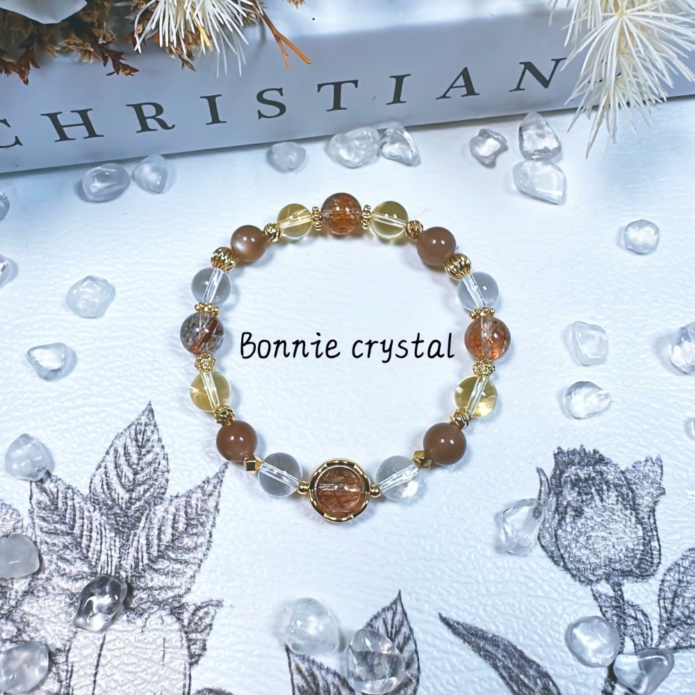 ✨✨ 棕糖奶茶設計手鍊✨✨黑金超、黃水晶、奶茶月光、白水晶-細節圖4