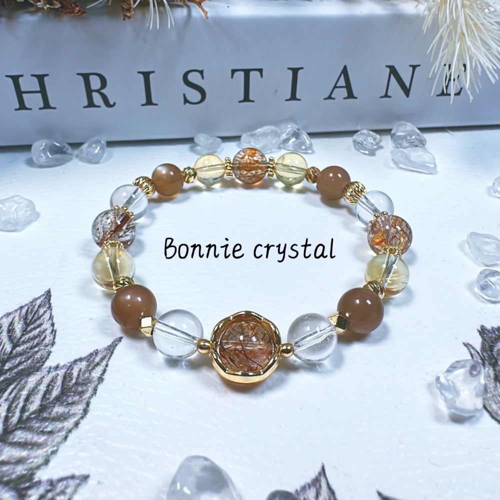 ✨✨ 棕糖奶茶設計手鍊✨✨黑金超、黃水晶、奶茶月光、白水晶-細節圖2