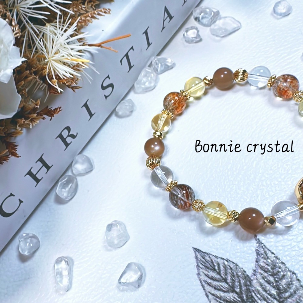 ✨✨ 棕糖奶茶設計手鍊✨✨黑金超、黃水晶、奶茶月光、白水晶-細節圖5