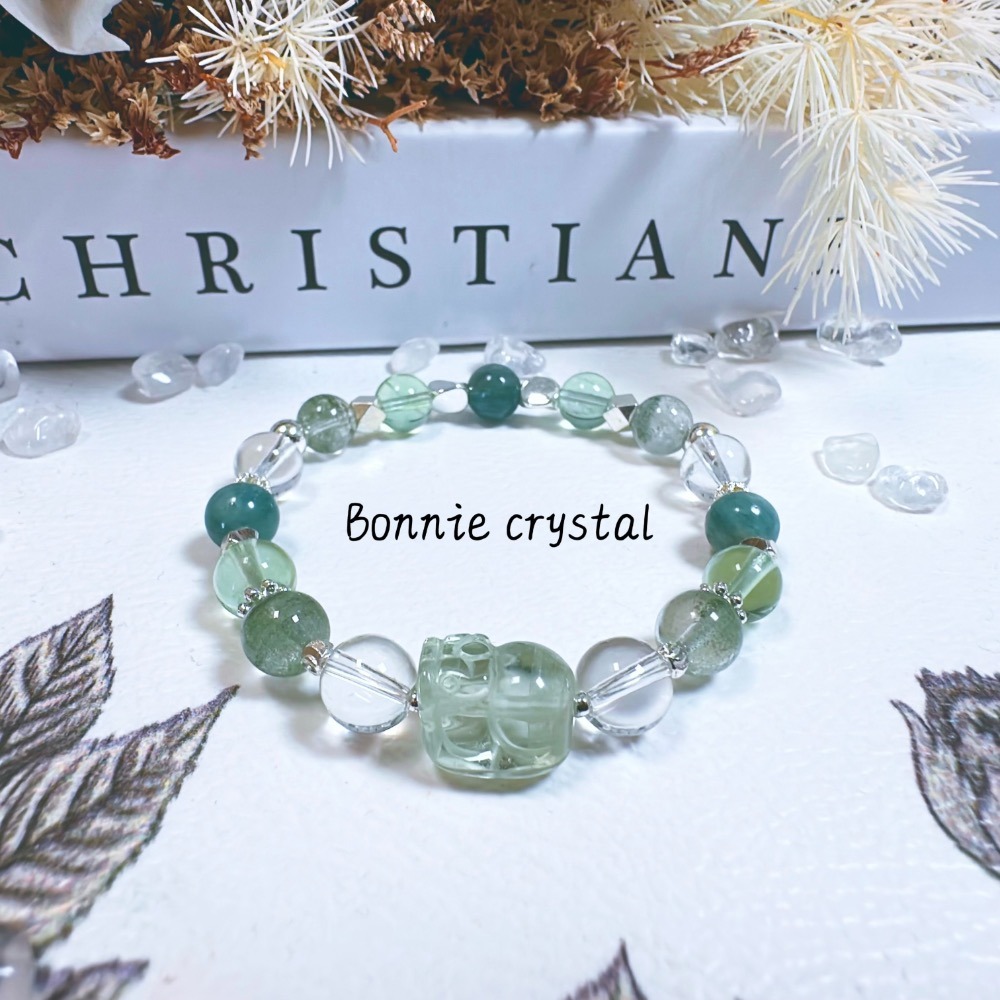 ✨✨ 綠野仙蹤設計手鍊✨✨綠營石、綠營石貔貅、綠幽靈、藍綠晶、白水晶-細節圖2